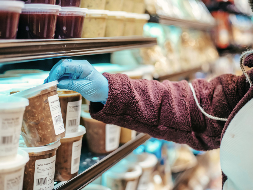Person inspecting foods with labels made from our Labelmagic food labelling software
