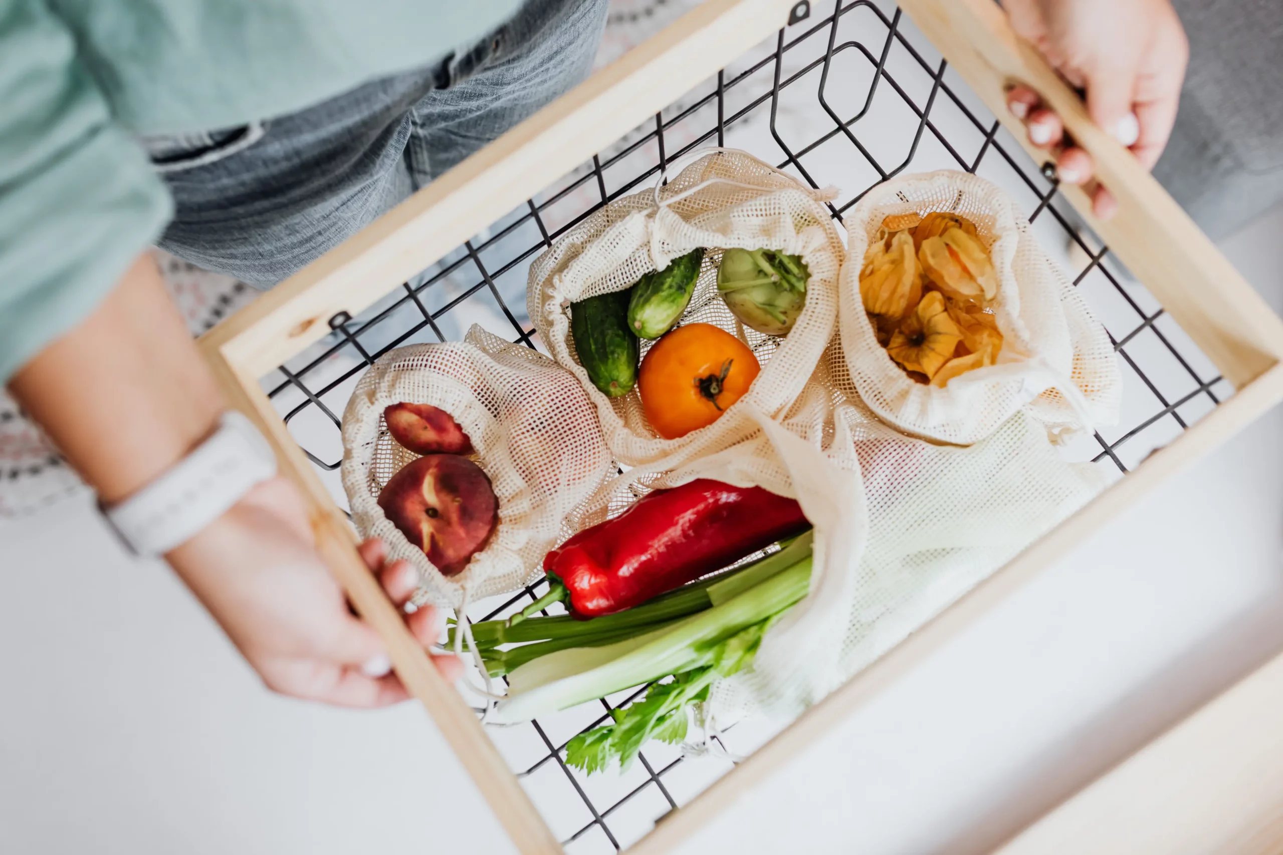 image of a basket of fresh fruit and vegetables
