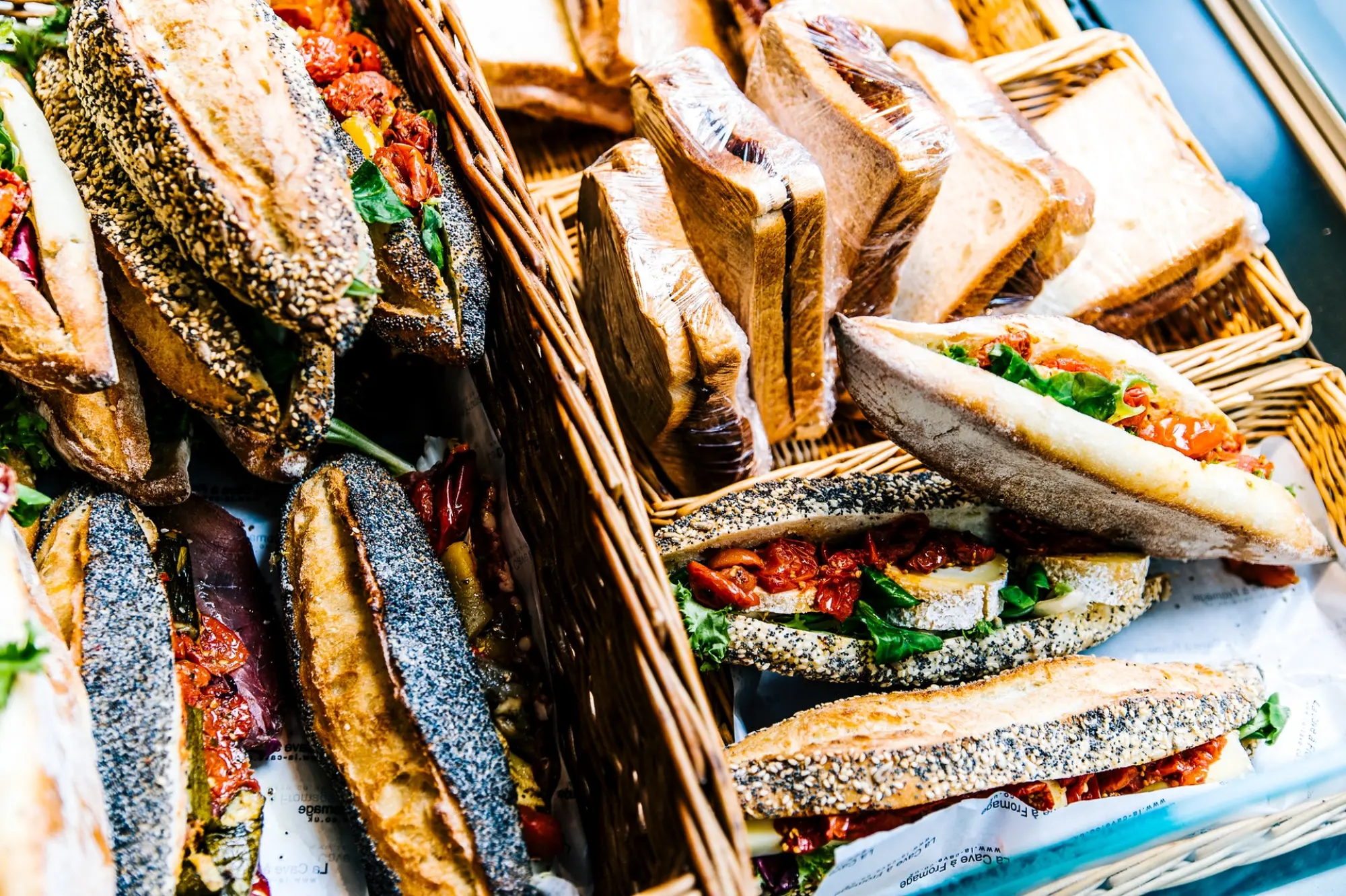 lots of sandwiches together in a pile